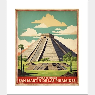 San Martin de las Piramides Estado de Mexico Vintage Tourism Travel Posters and Art